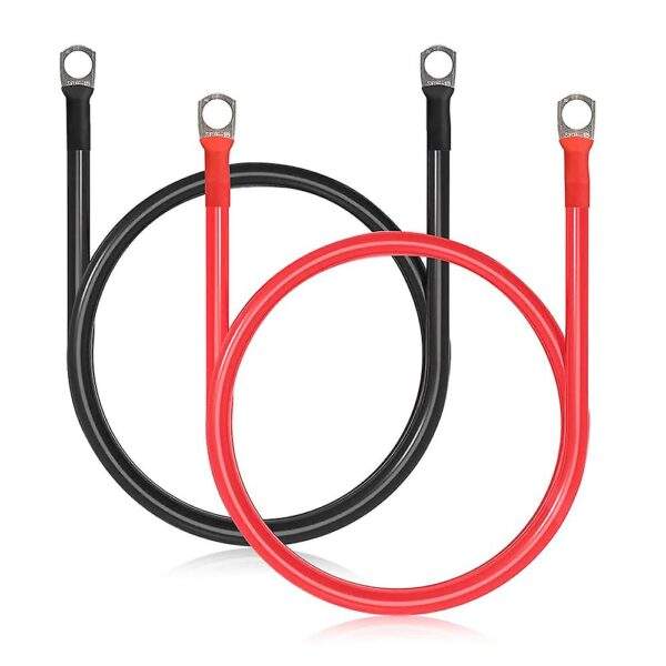 25 cm 25mm Battery Cable with Lugs (Black and Red)