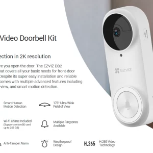 EZVIZ DB2 2K Battery-Powered Wireless Video Doorbell Kit with Chime