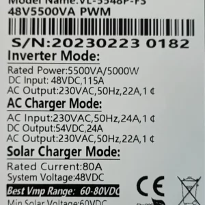 5.5KVA 48V MPPT Pure Sine Wave Solar Inverter - 5048 48V