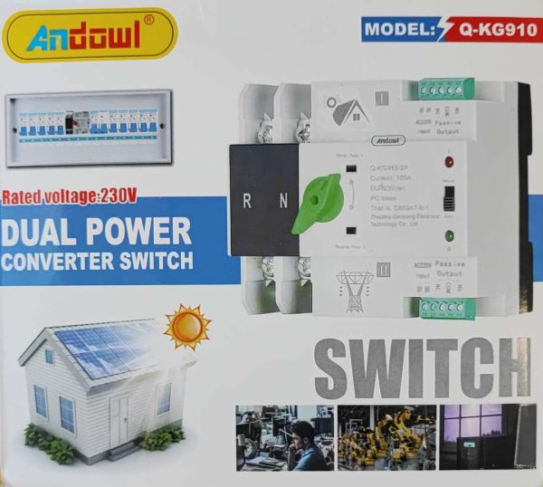 Andowl Q-KG910 Din Rail 100Amp 2 Pole AC220v Automatic Dual Power Transfer Switch