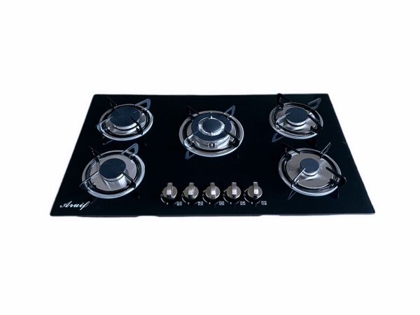 Aruif Built-In Tempered Glass Countertop 5 Burner Gas Hob