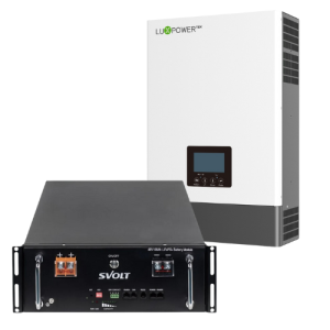 Lux Power 5KW 48V Solar Inverter and SVolt 48V 106Ah 5.09kWh Rack Mount Lithium Battery Combo